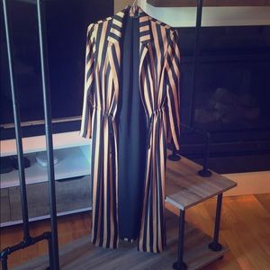 Topshop Duster - Black & Tan Striped
